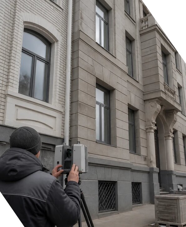 Лазерное сканирование фасадов зданий для обследования в Санкте-Петербурге
